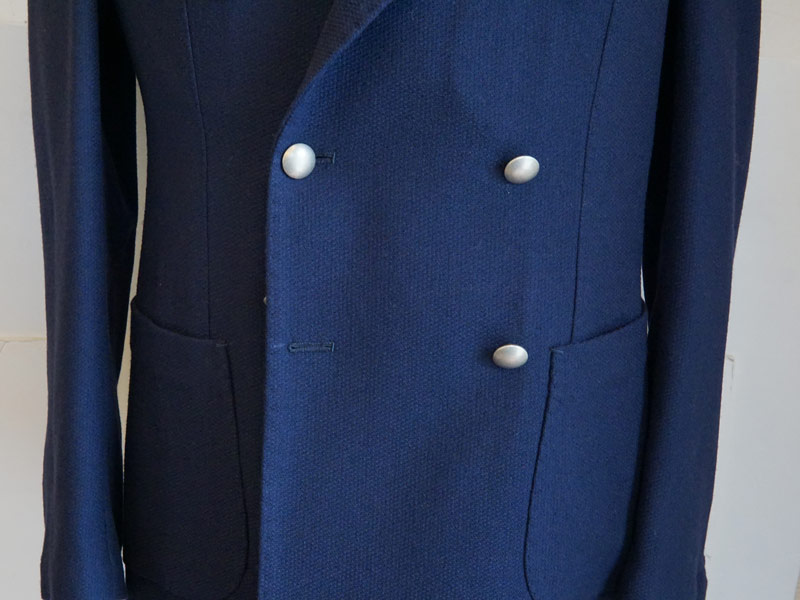 Wool Blazer – Double-breasted Blue hopsack mod.B – G Inglese Store