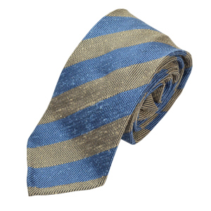 Tie in silk shantung- Regimental Grey Azure – G Inglese Store