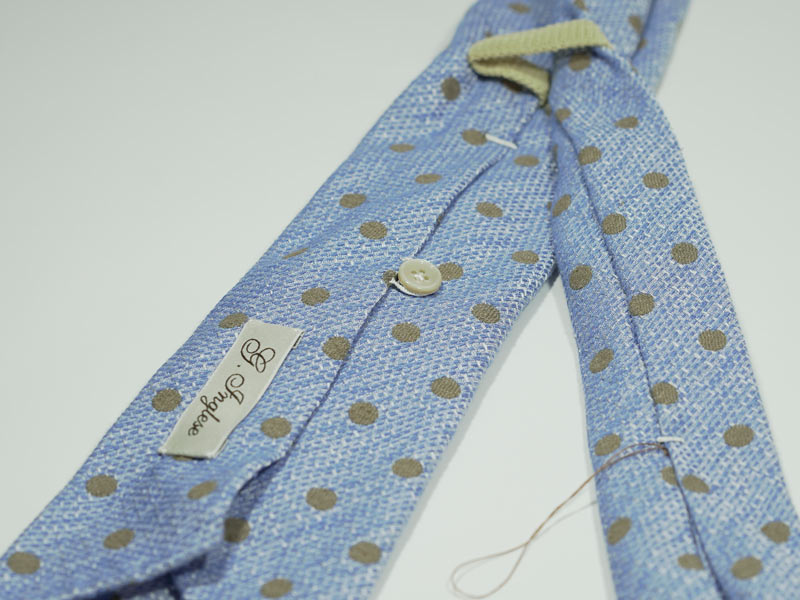 Tie in Jacquard silk – Azure pois beige – G Inglese Store